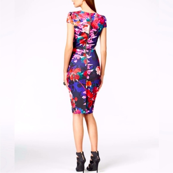 Betsy Johnson•Vibrant Floral•Midi Purple Dress•Size 10 - Picture 9 of 12